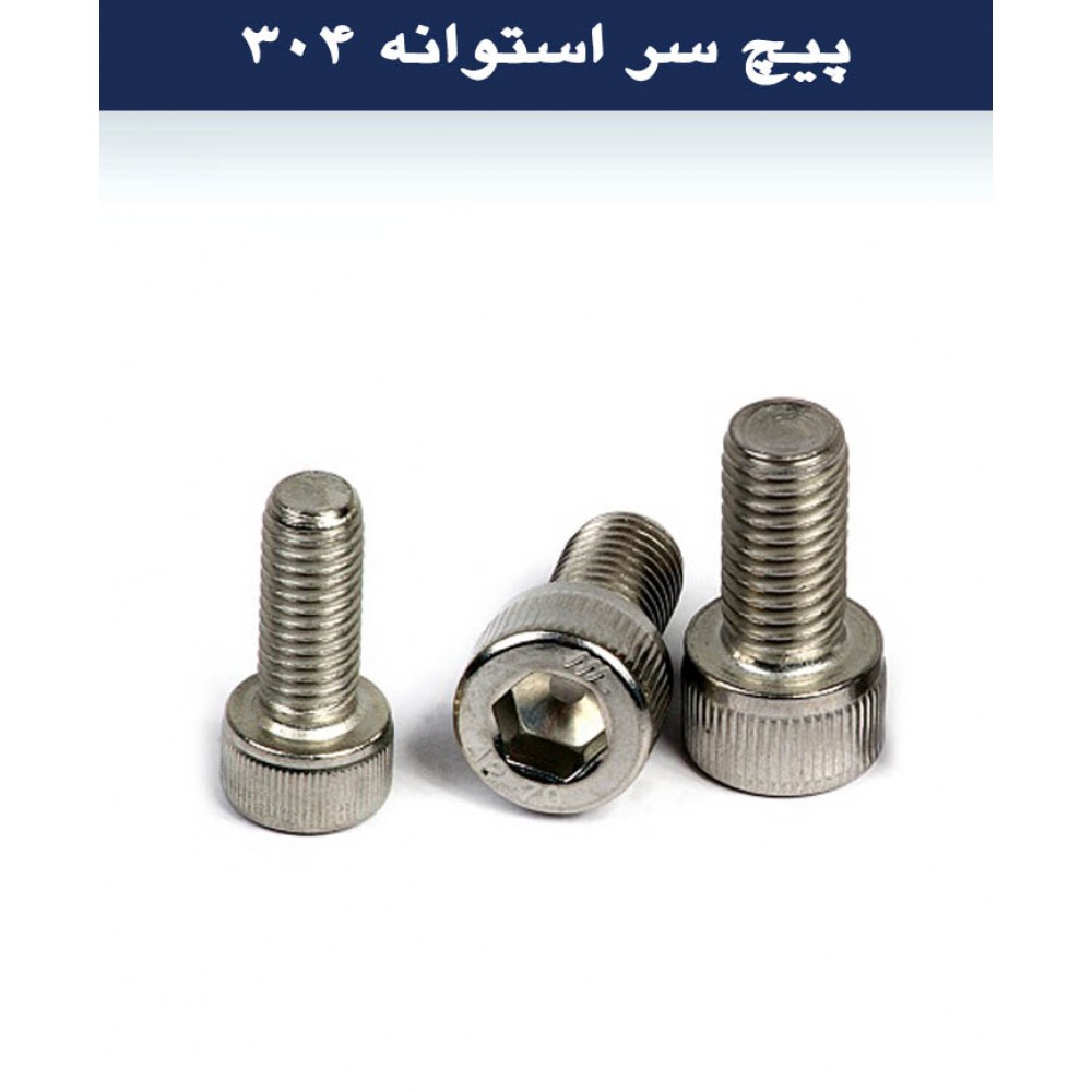 پیچ الن سر استوانه استیل 304 قطر 12 میلیمتر طول 45 میلیمتر (بسته 50 عددی)